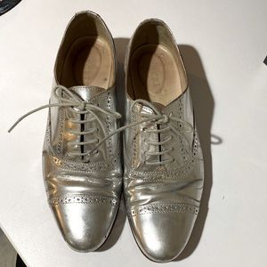 J Crew silver oxfords